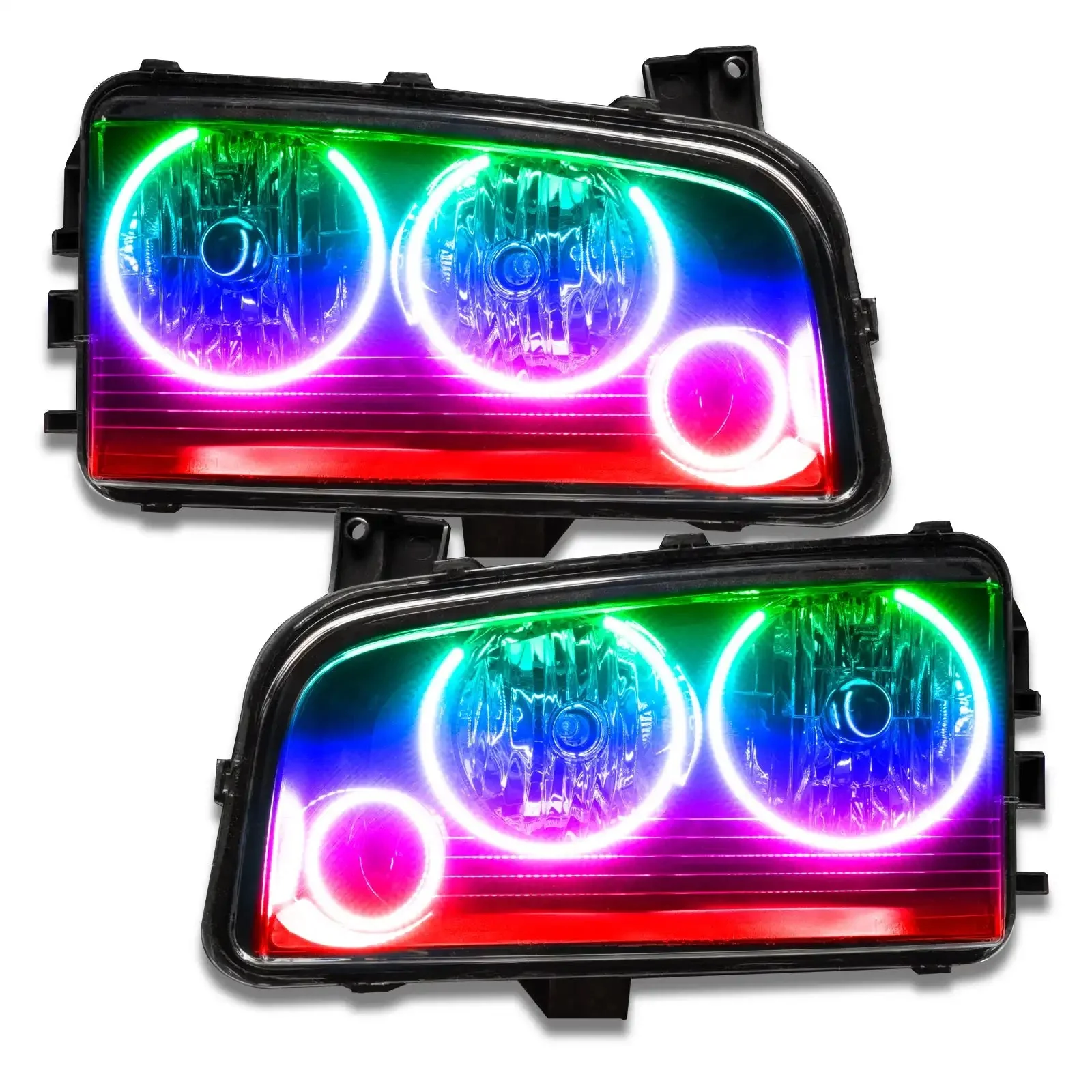 2005-2010 Dodge Charger Pre-Assembled Headlights - Non HID - Triple Halo - Image 7