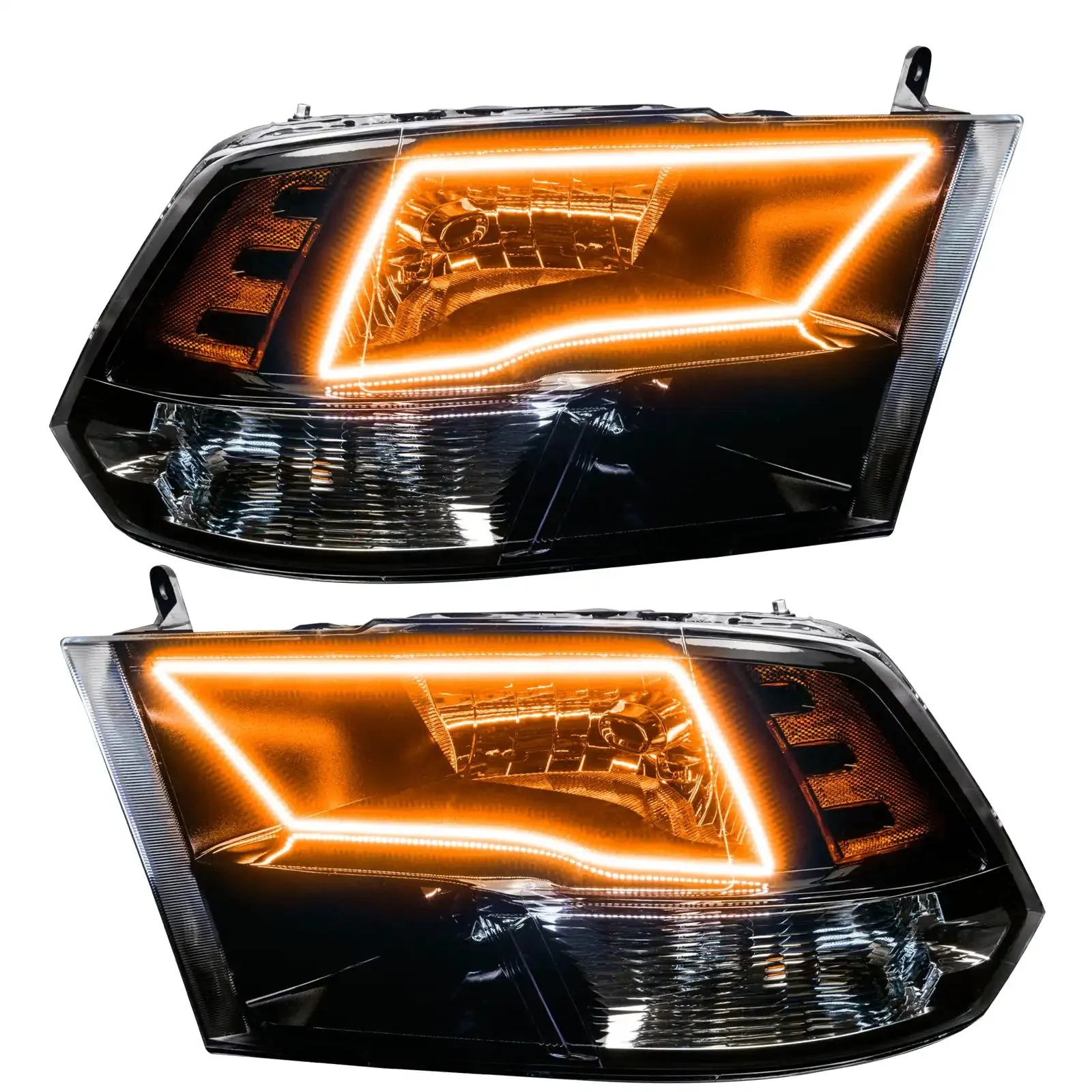 ORACLE Lighting 2009-2018 RAM ColorSHIFT Switchback Quad Pre-Assembled Halo Headlights - Black Housing - Image 12