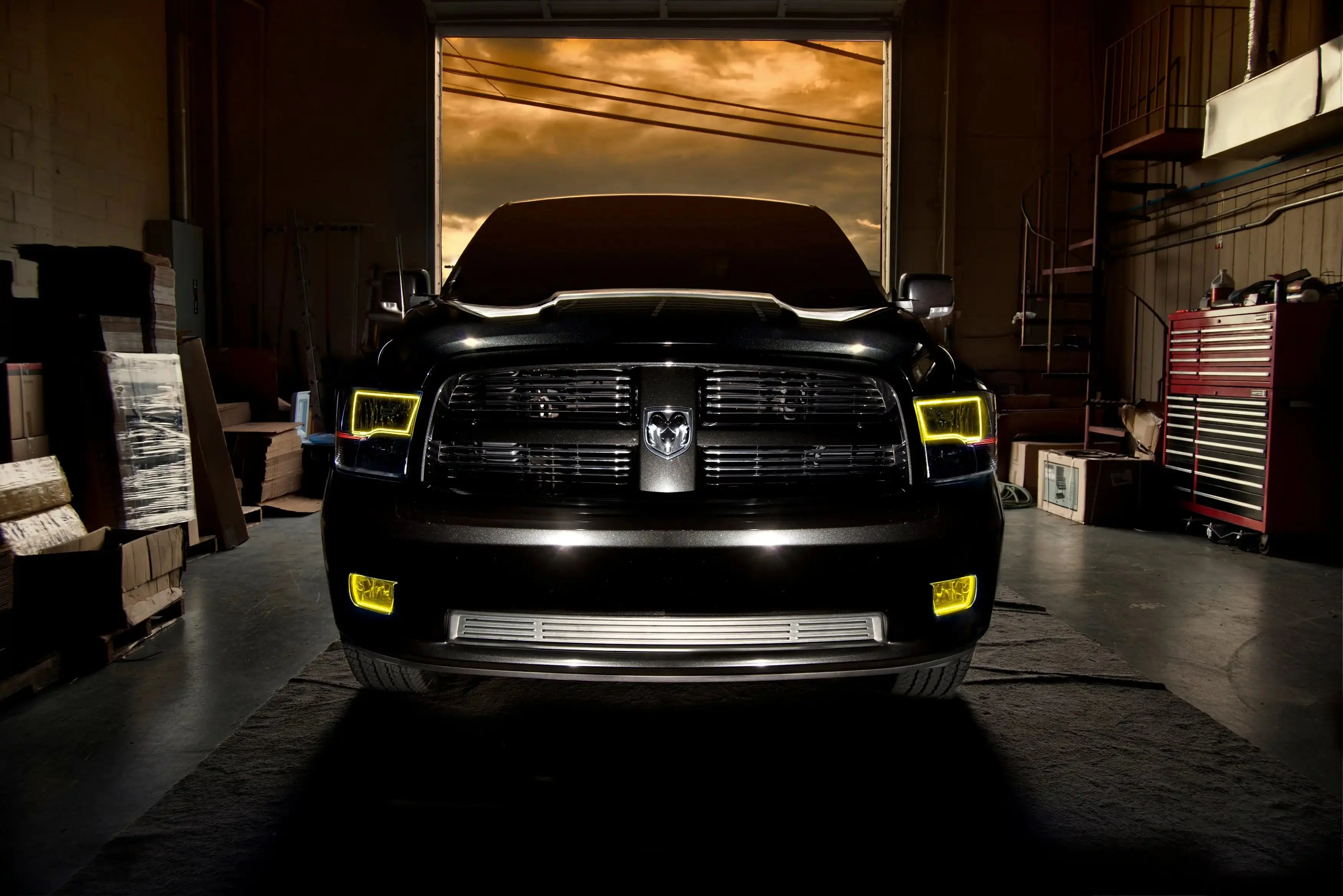 ORACLE Lighting 2009-2018 RAM ColorSHIFT Switchback Quad Pre-Assembled Halo Headlights - Black Housing - Image 22