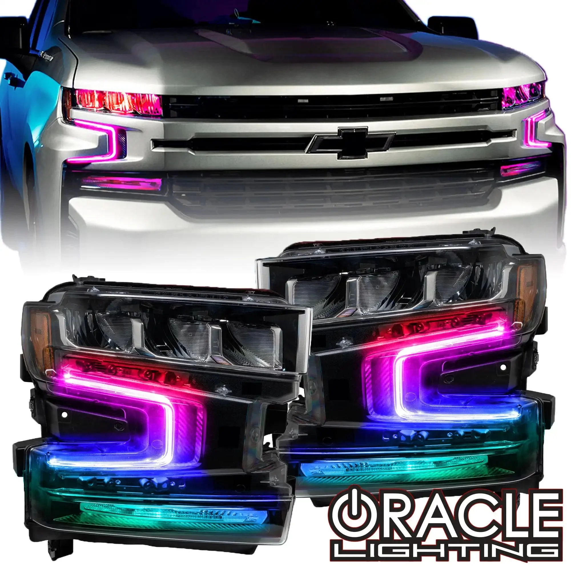ORACLE Lighting 2019-2022 Chevrolet Silverado 1500 ColorSHIFT RGB+W Headlight DRL Upgrade Kit - Image 27