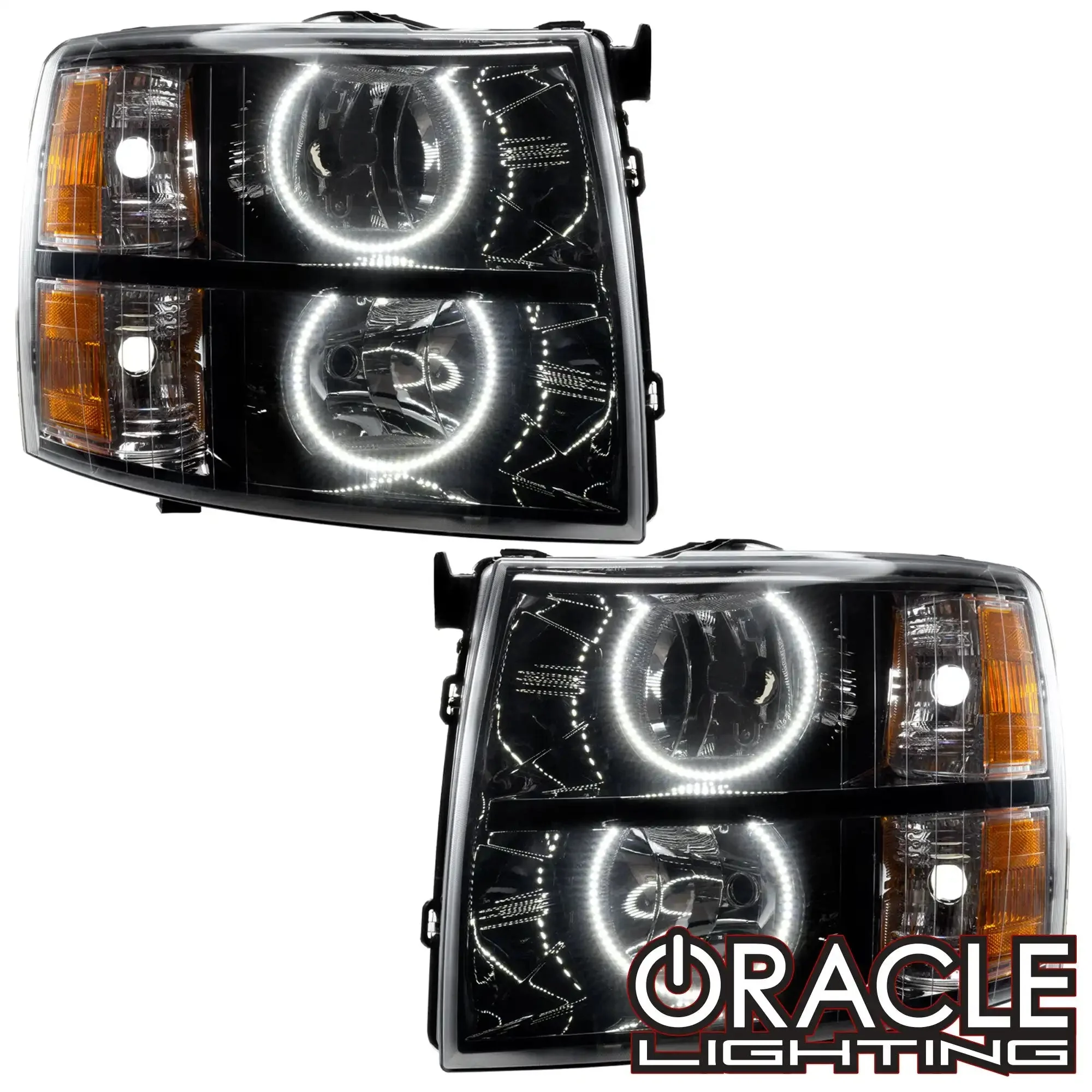 ORACLE Lighting 2007-2013 Chevrolet Silverado Pre-Assembled Halo Headlights - Black Housing