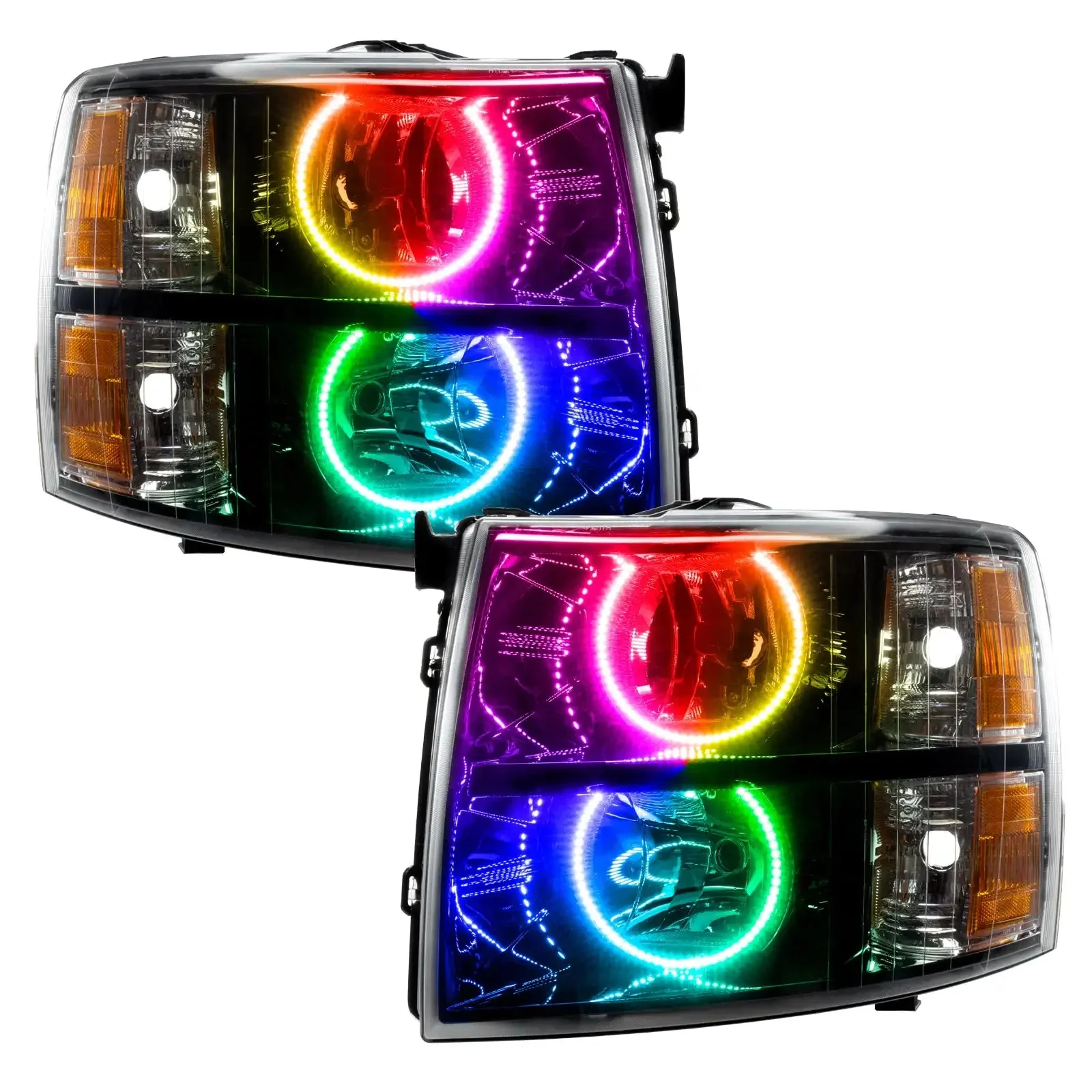 ORACLE Lighting 2007-2013 Chevrolet Silverado Pre-Assembled Halo Headlights - Black Housing - Image 10