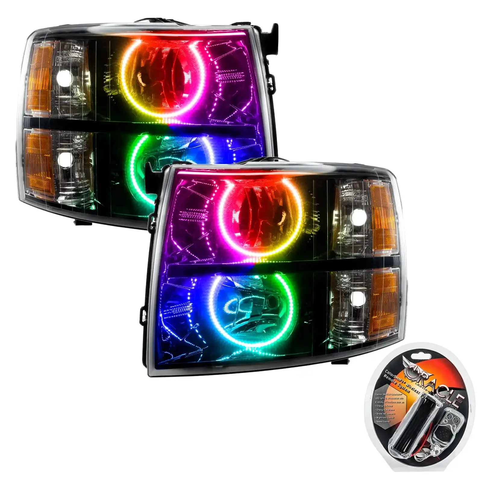ORACLE Lighting 2007-2013 Chevrolet Silverado Pre-Assembled Halo Headlights - Black Housing - Image 11