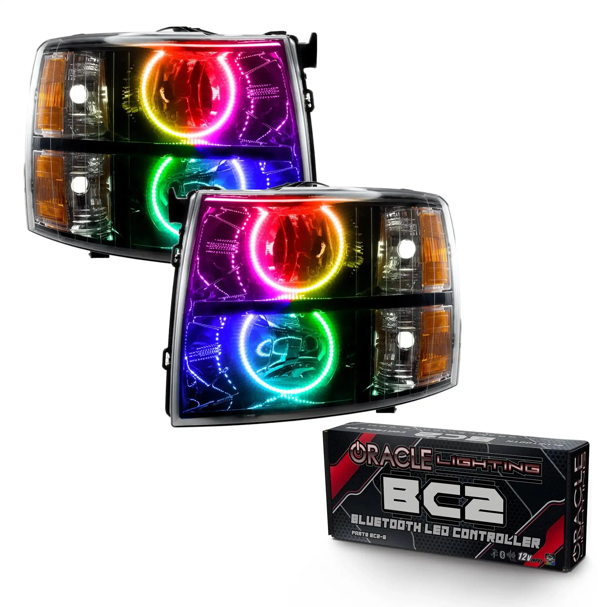 ORACLE Lighting 2007-2013 Chevrolet Silverado Pre-Assembled Halo Headlights - Black Housing - Image 14