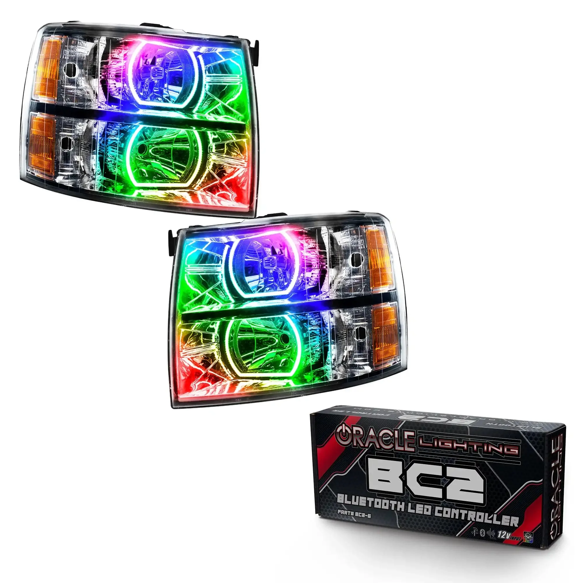 ORACLE Lighting 2007-2013 Chevrolet Silverado Pre-Assembled LED Square Style Halo Headlights - (Chrome Housing) - Image 10