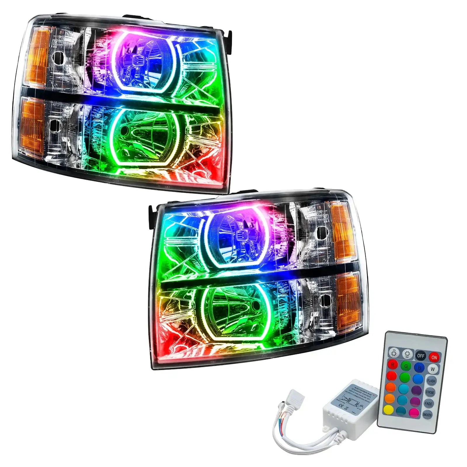 ORACLE Lighting 2007-2013 Chevrolet Silverado Pre-Assembled LED Square Style Halo Headlights - (Chrome Housing) - Image 7