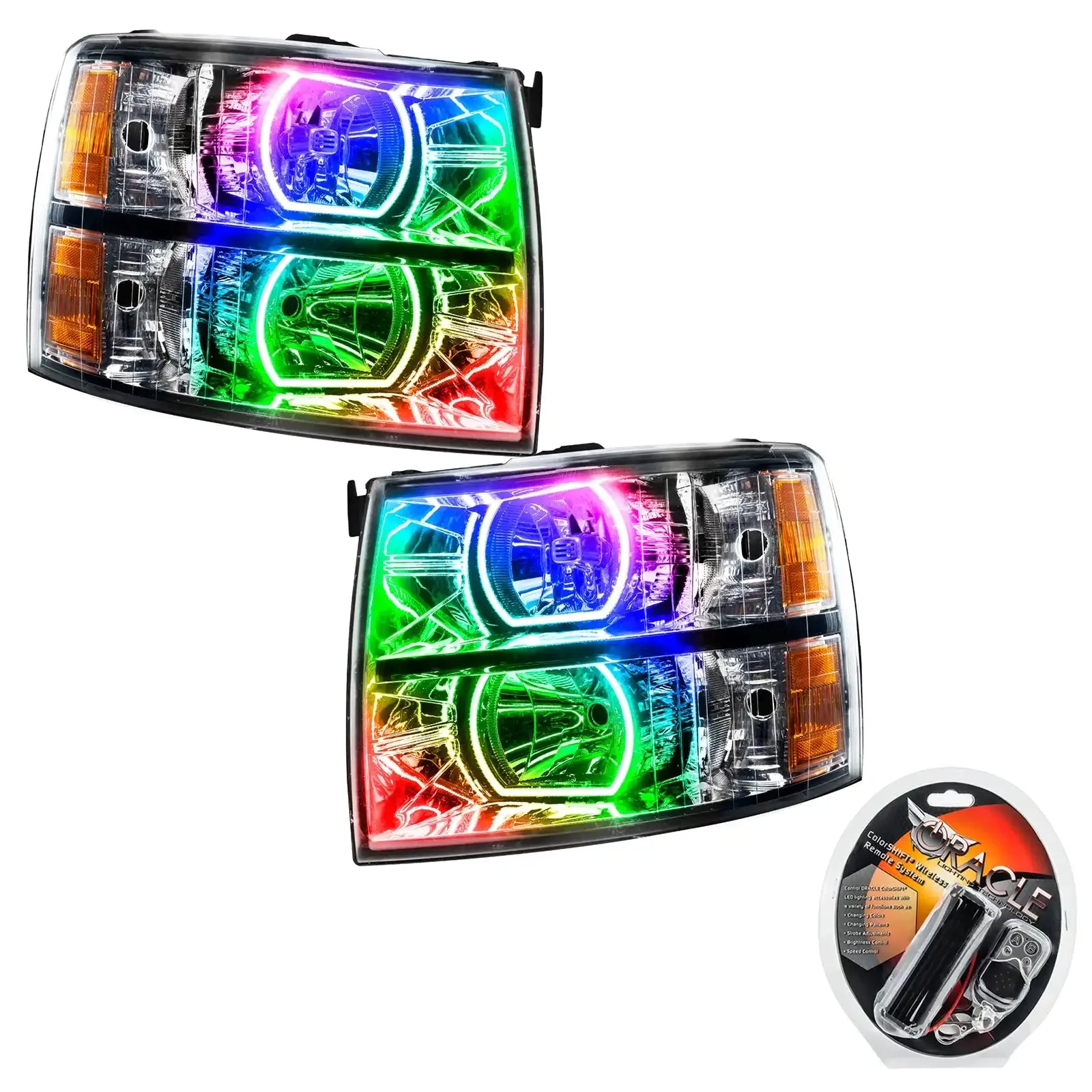 ORACLE Lighting 2007-2013 Chevrolet Silverado Pre-Assembled LED Square Style Halo Headlights - (Chrome Housing) - Image 8
