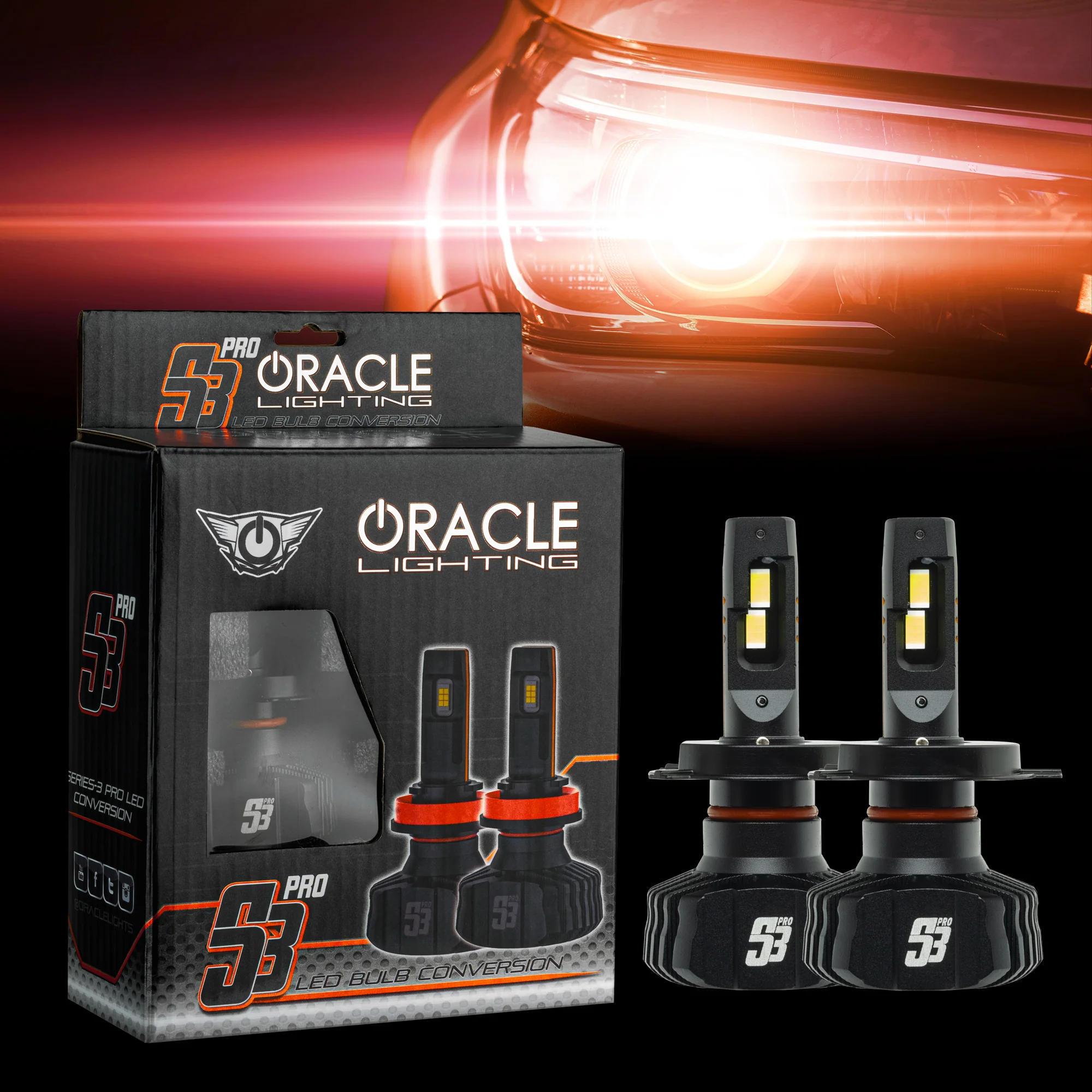 ORACLE Lighting H4 S3 PRO LED Headlight Bulbs - 3200 Lumens High/Low Beam Conversion Kit