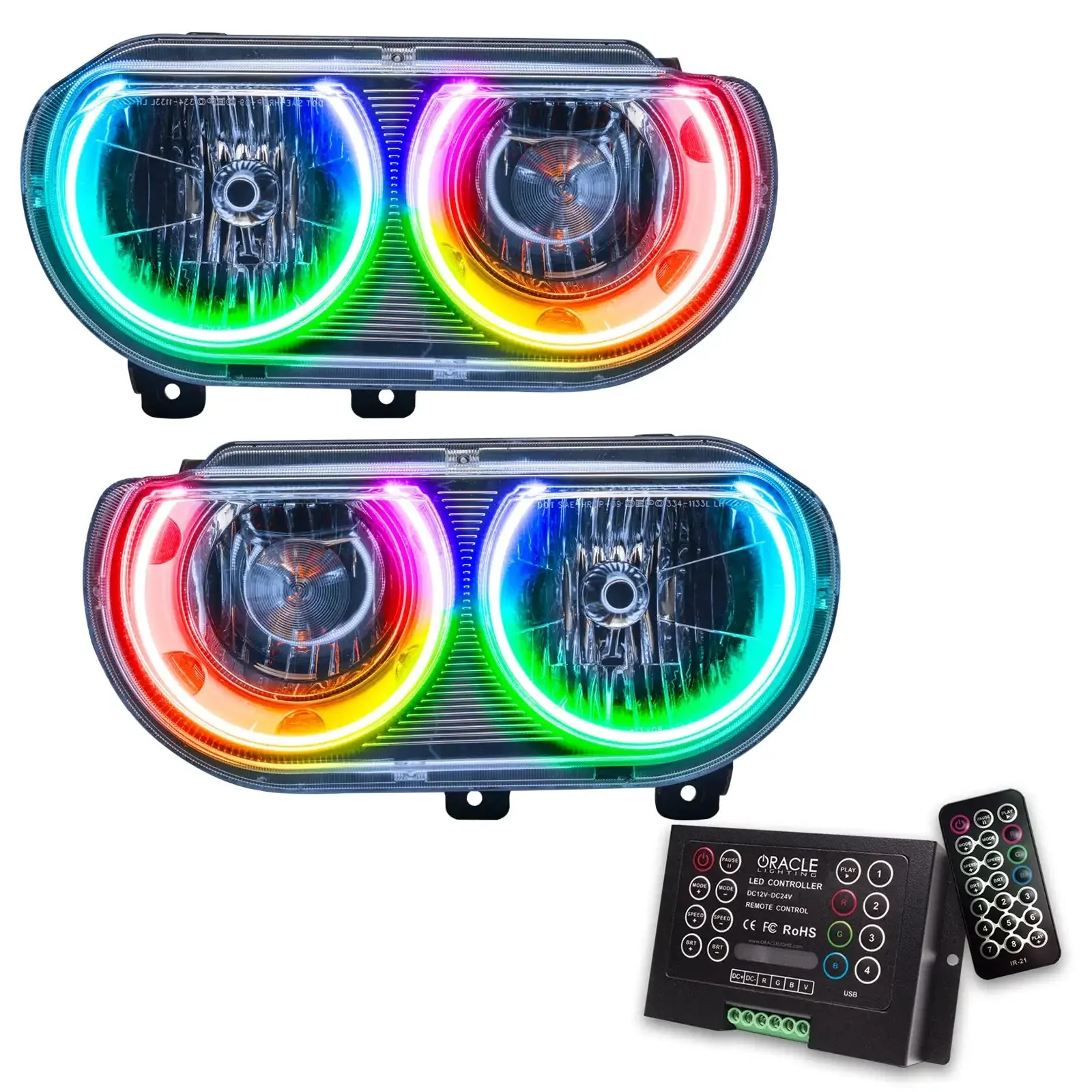 ORACLE Lighting 2008-2014 Dodge Challenger Pre-Assembled Halo Headlights - Non HID - Chrome - Image 11