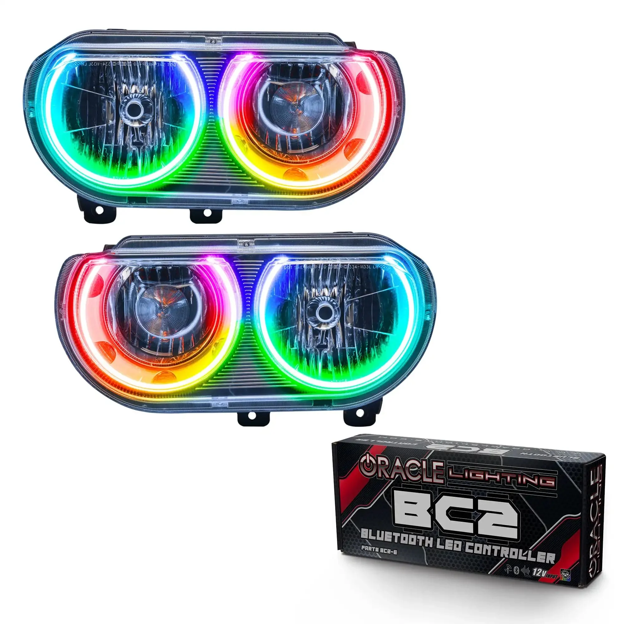 ORACLE Lighting 2008-2014 Dodge Challenger Pre-Assembled Halo Headlights - Non HID - Chrome - Image 12