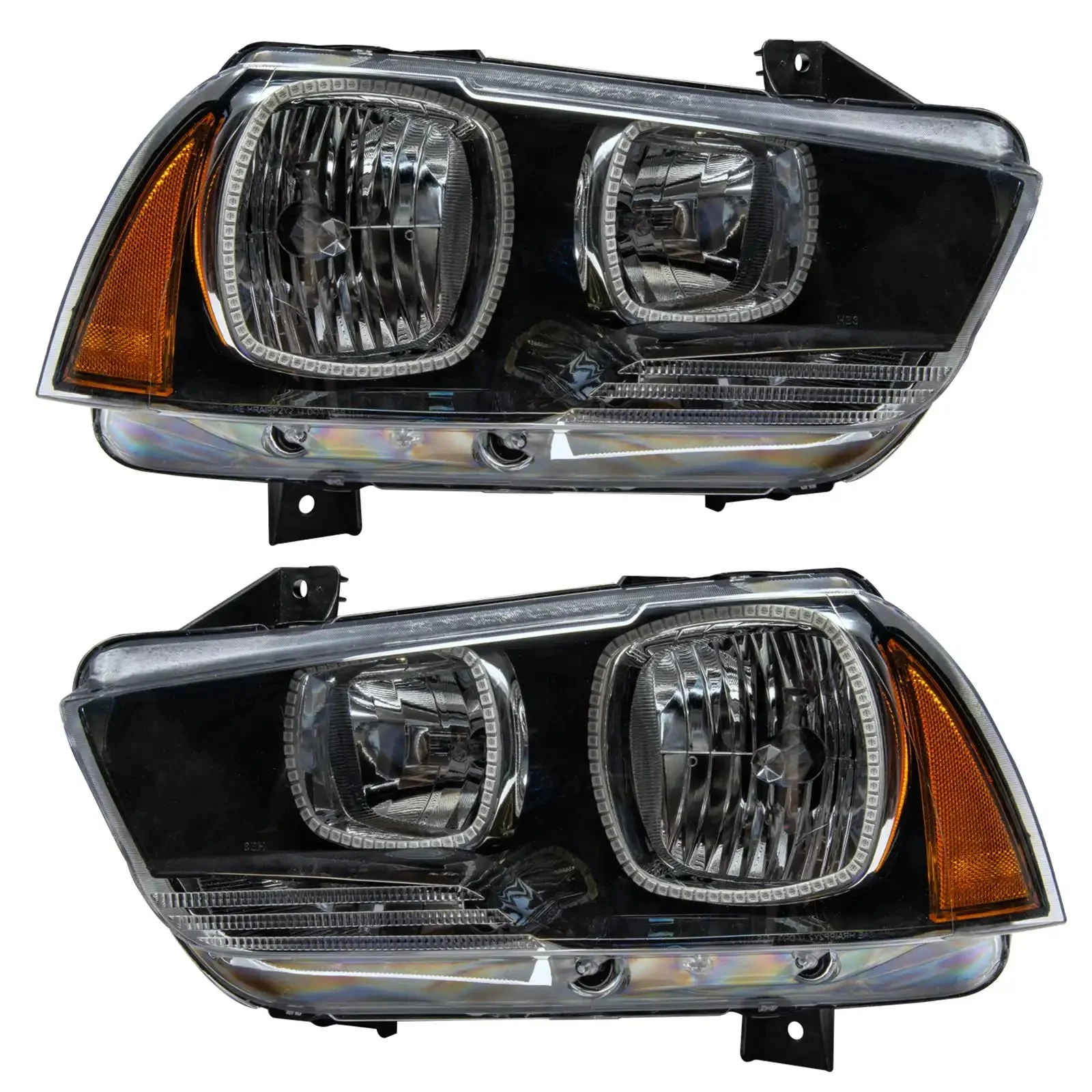 ORACLE Lighting 2011-2014 Dodge Charger Pre-Assembled Halo Headlights - Non HID - Black Housing - Image 2