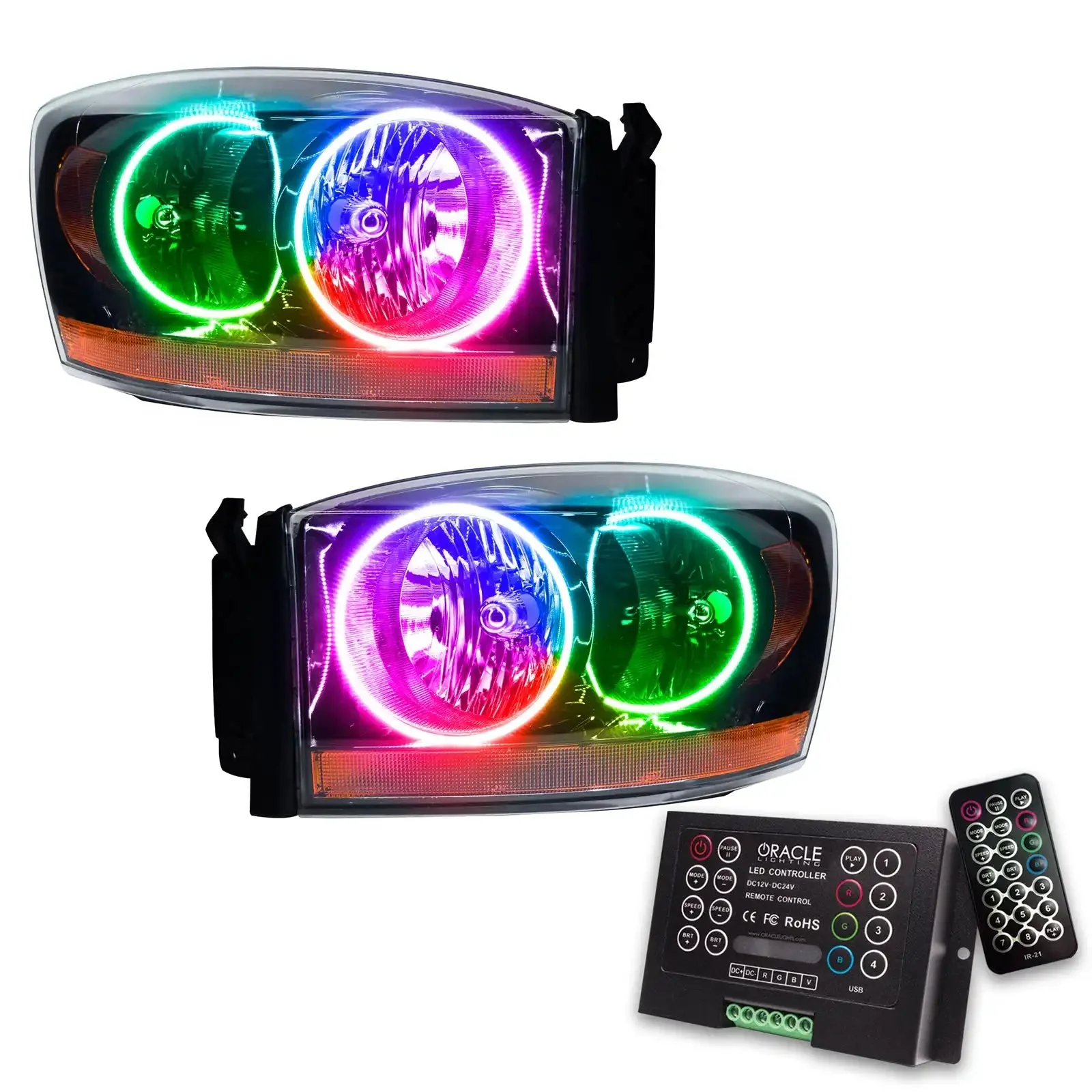 ORACLE Lighting 2006 Dodge Ram Pre-Assembled Halo Headlights - Black - Image 8