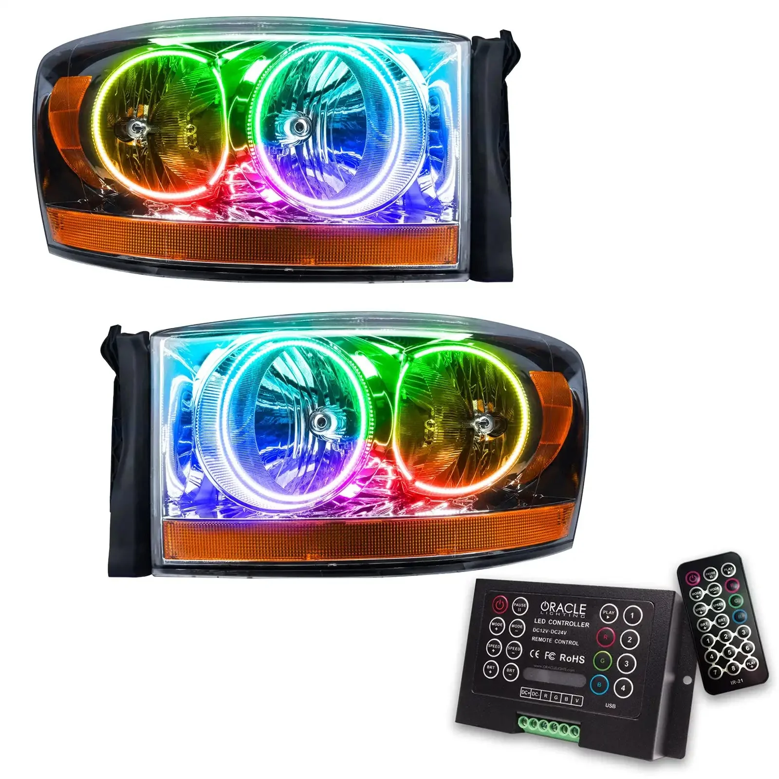 ORACLE Lighting 2006 Dodge Ram Pre-Assembled Halo Headlights - Chrome - Image 6