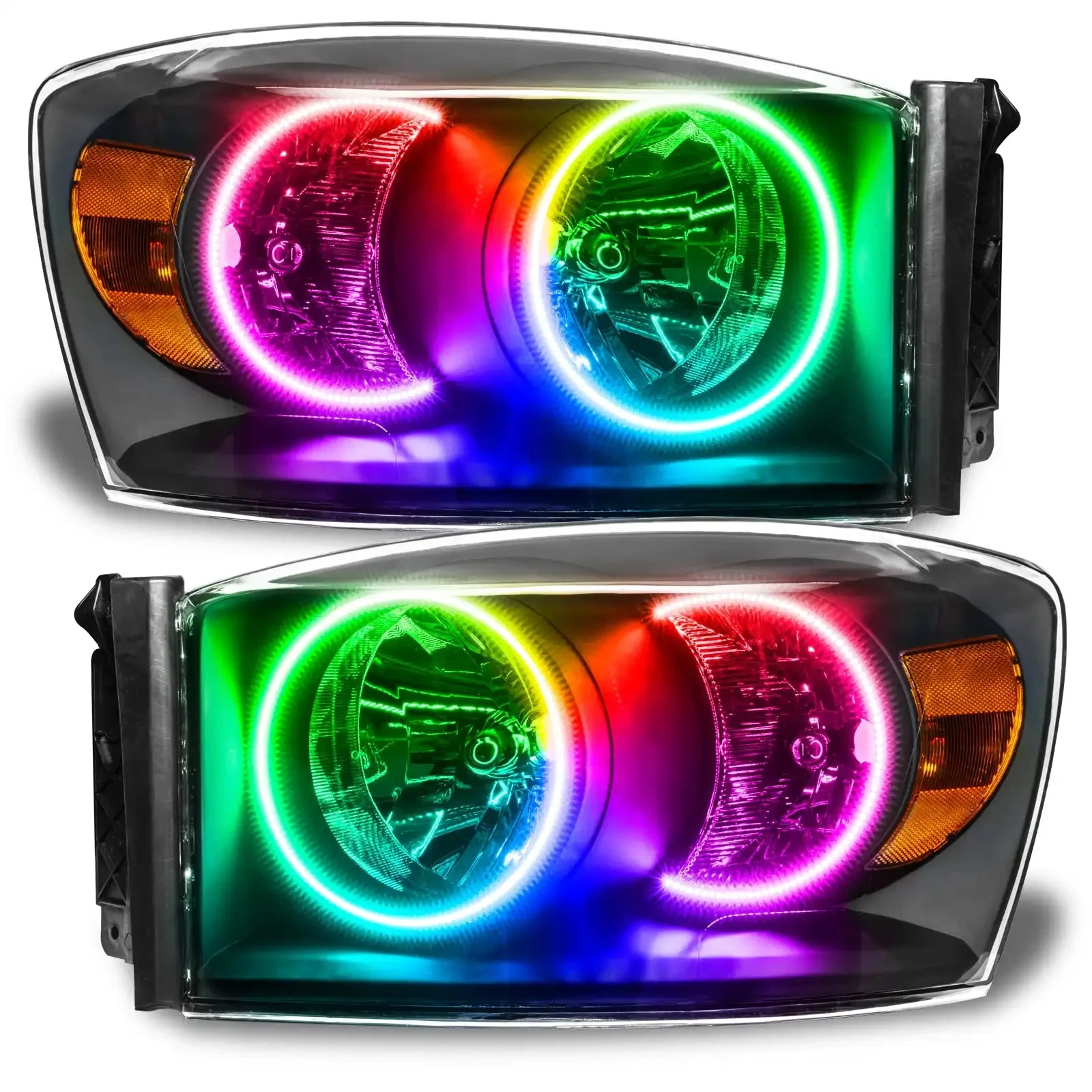 ORACLE Lighting 2007-2008 Dodge Ram Pre-Assembled Halo Headlights - Black - Image 3