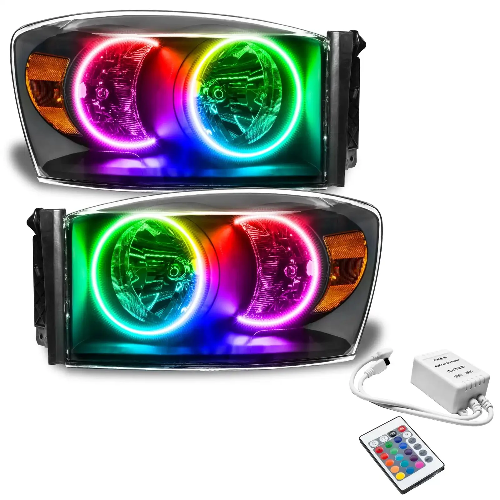 ORACLE Lighting 2007-2008 Dodge Ram Pre-Assembled Halo Headlights - Black - Image 4