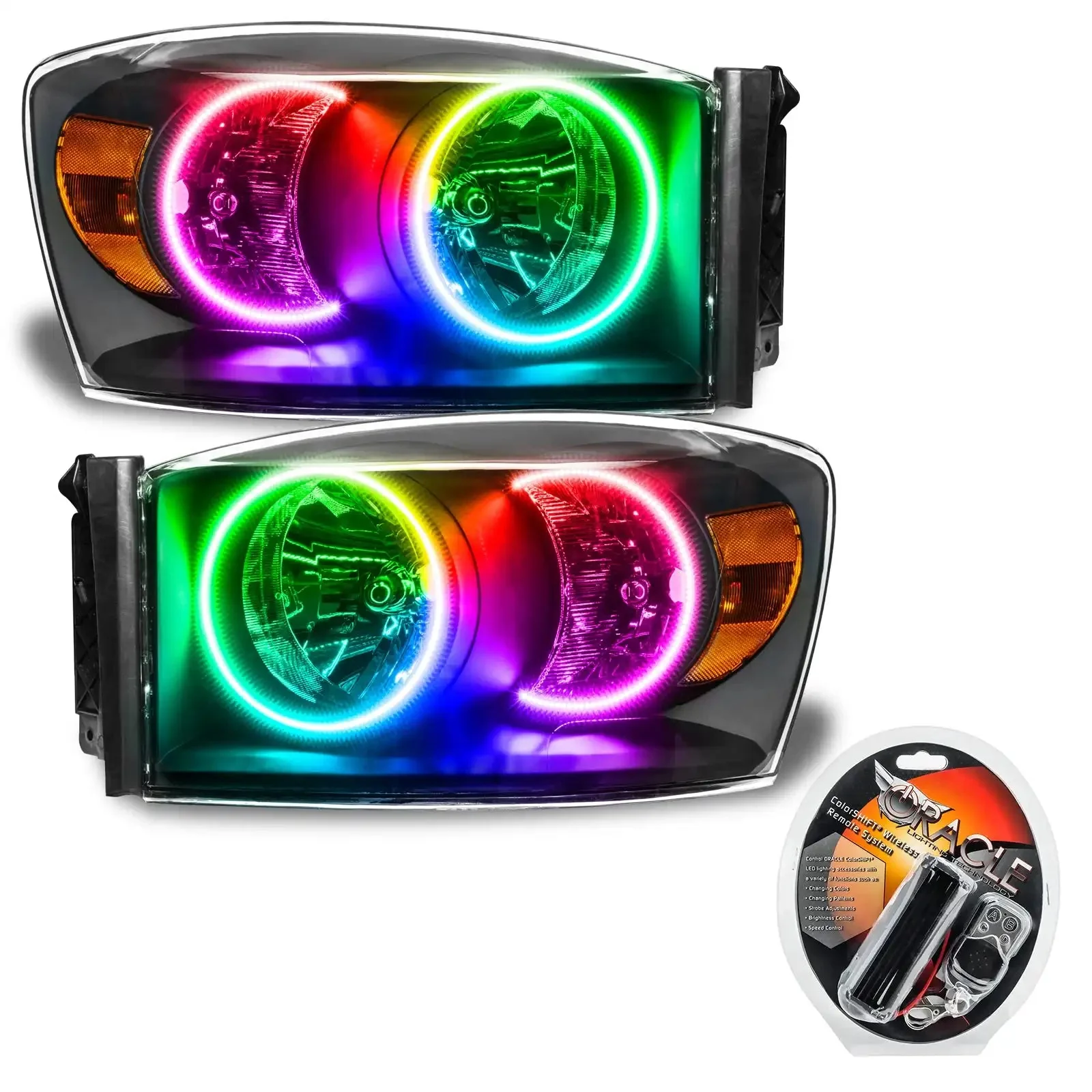 ORACLE Lighting 2007-2008 Dodge Ram Pre-Assembled Halo Headlights - Black - Image 5