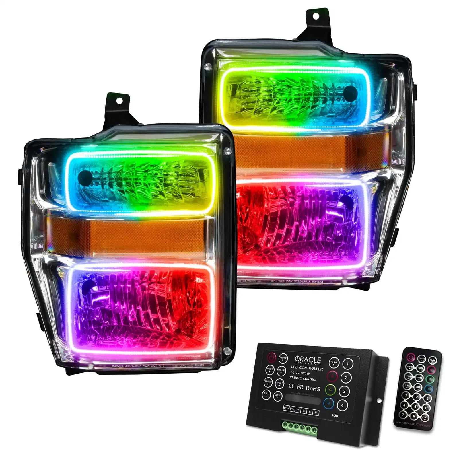 ORACLE Lighting 2008-2010 Ford F-250/F-350 Super Duty Pre-Assembled Halo Headlights - Chrome Housing - Image 10