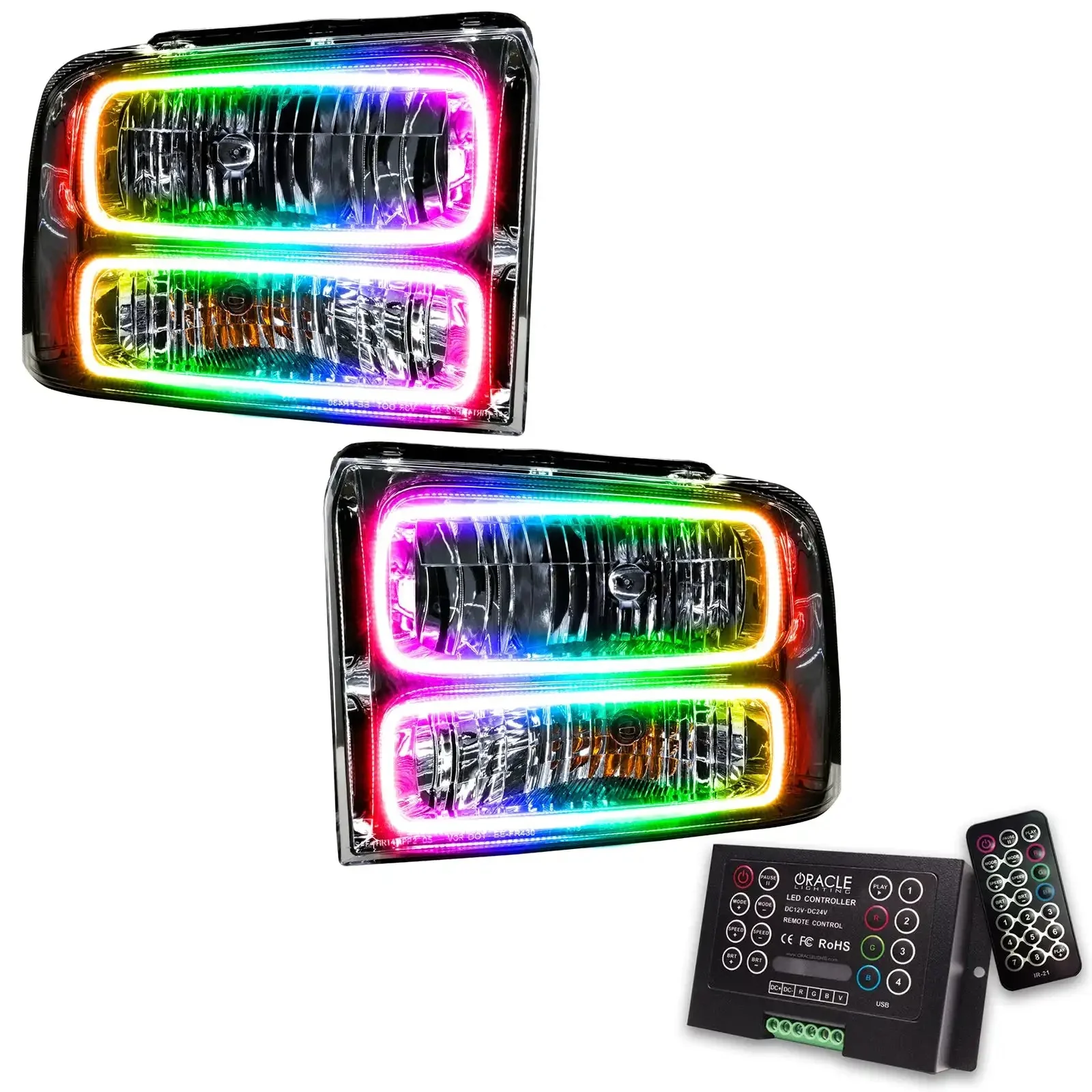 ORACLE Lighting 2005-2007 Ford F-250/F-350 Super Duty Pre-Assembled Halo Headlights - Chrome Housing - Image 10