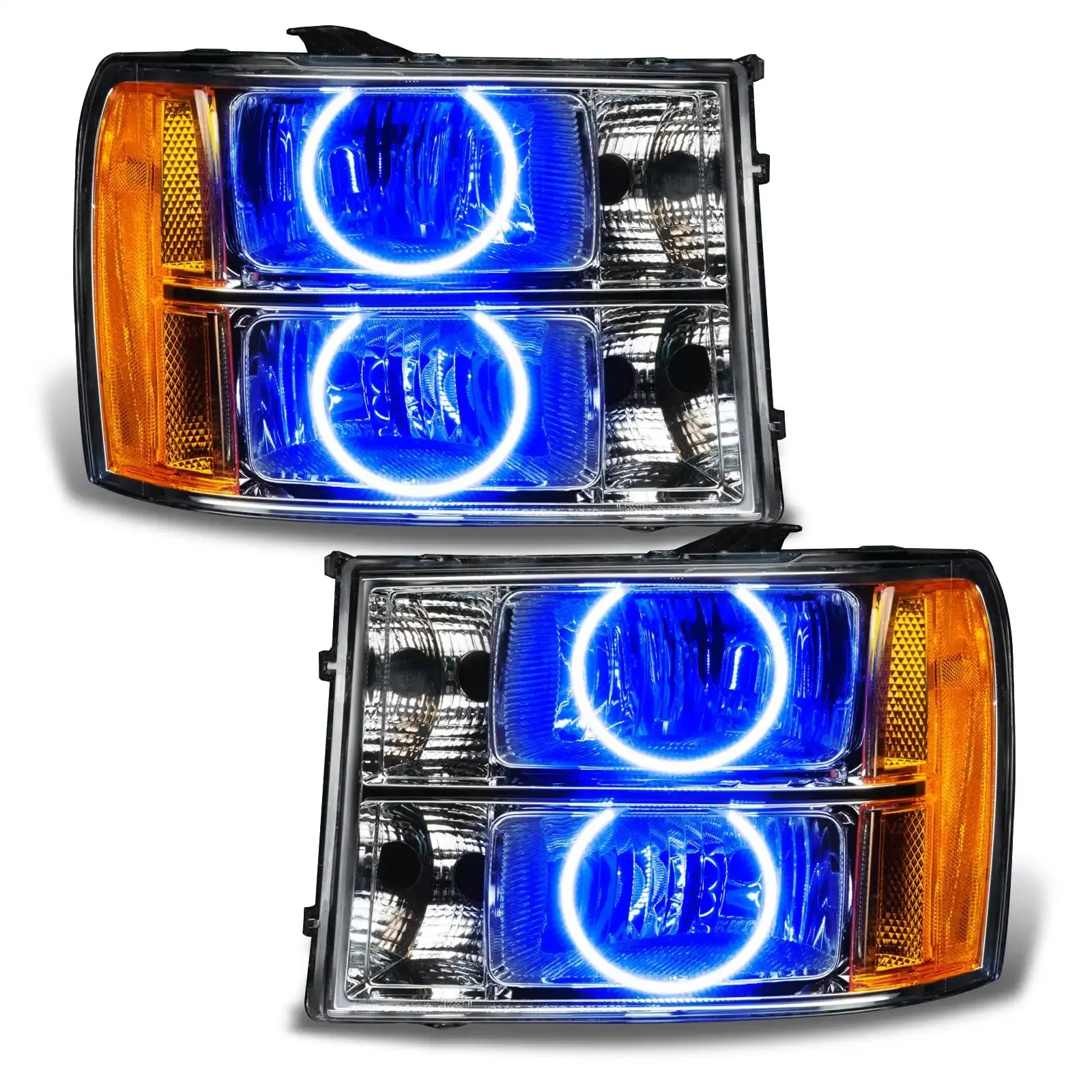 ORACLE Lighting 2007-2013 GMC Sierra Pre-Assembled Halo Headlights - Round Ring Design - Image 7