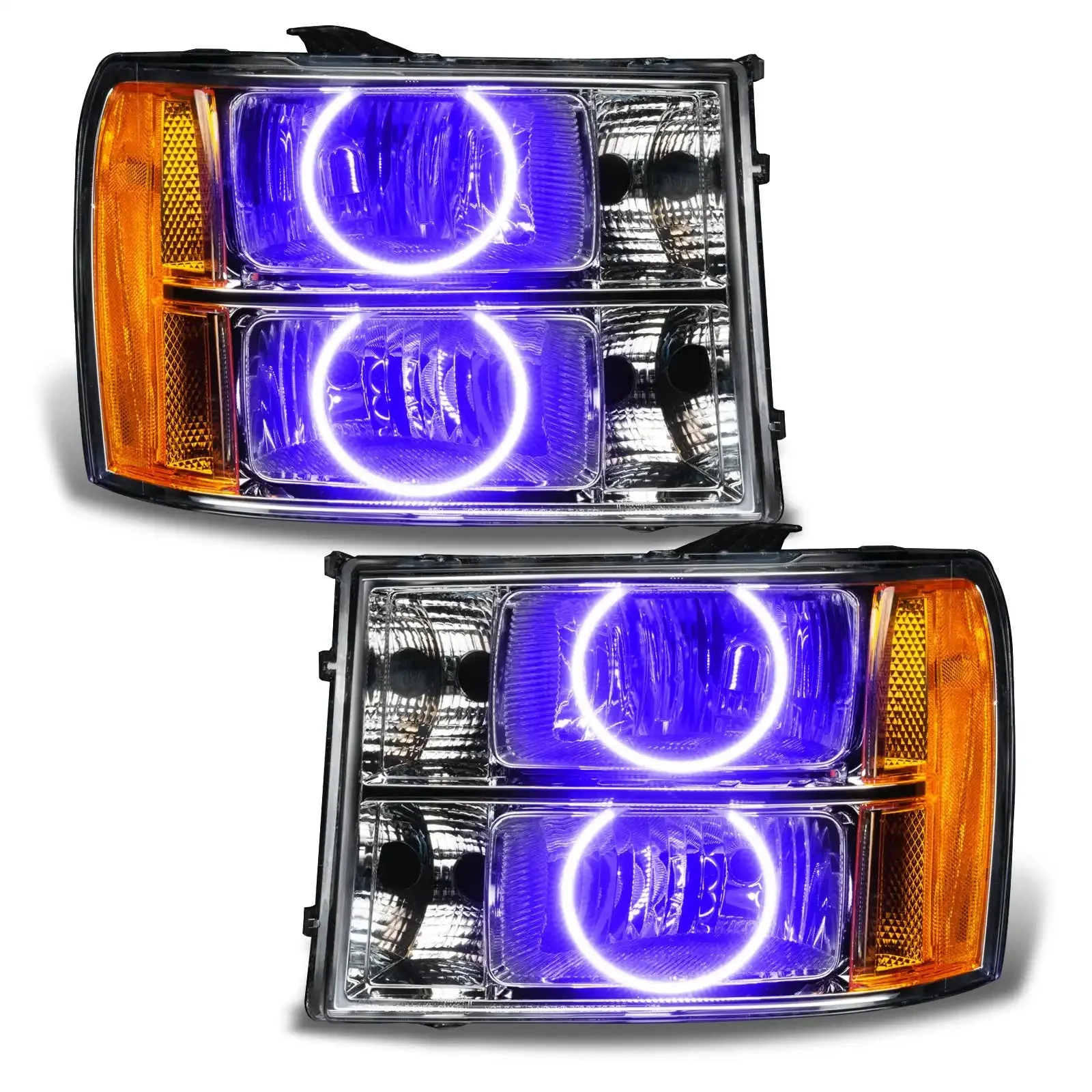 ORACLE Lighting 2007-2013 GMC Sierra Pre-Assembled Halo Headlights - Round Ring Design - Image 8