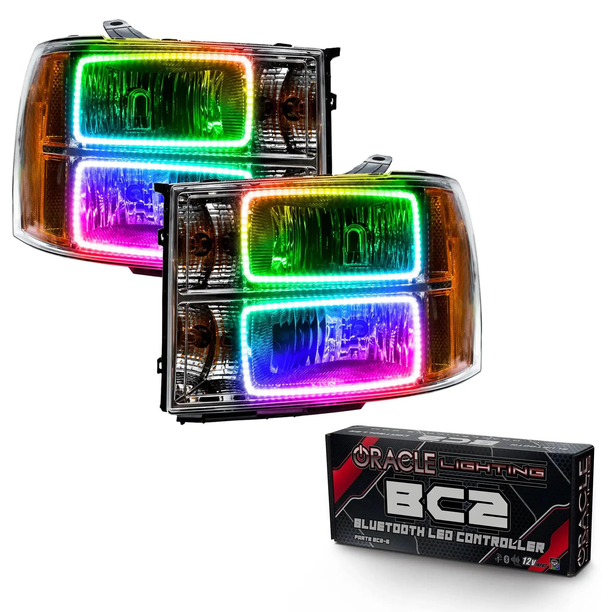 ORACLE Lighting 2007-2013 GMC Sierra Pre-Assembled Halo Headlights - (Square Ring Design) - Image 11