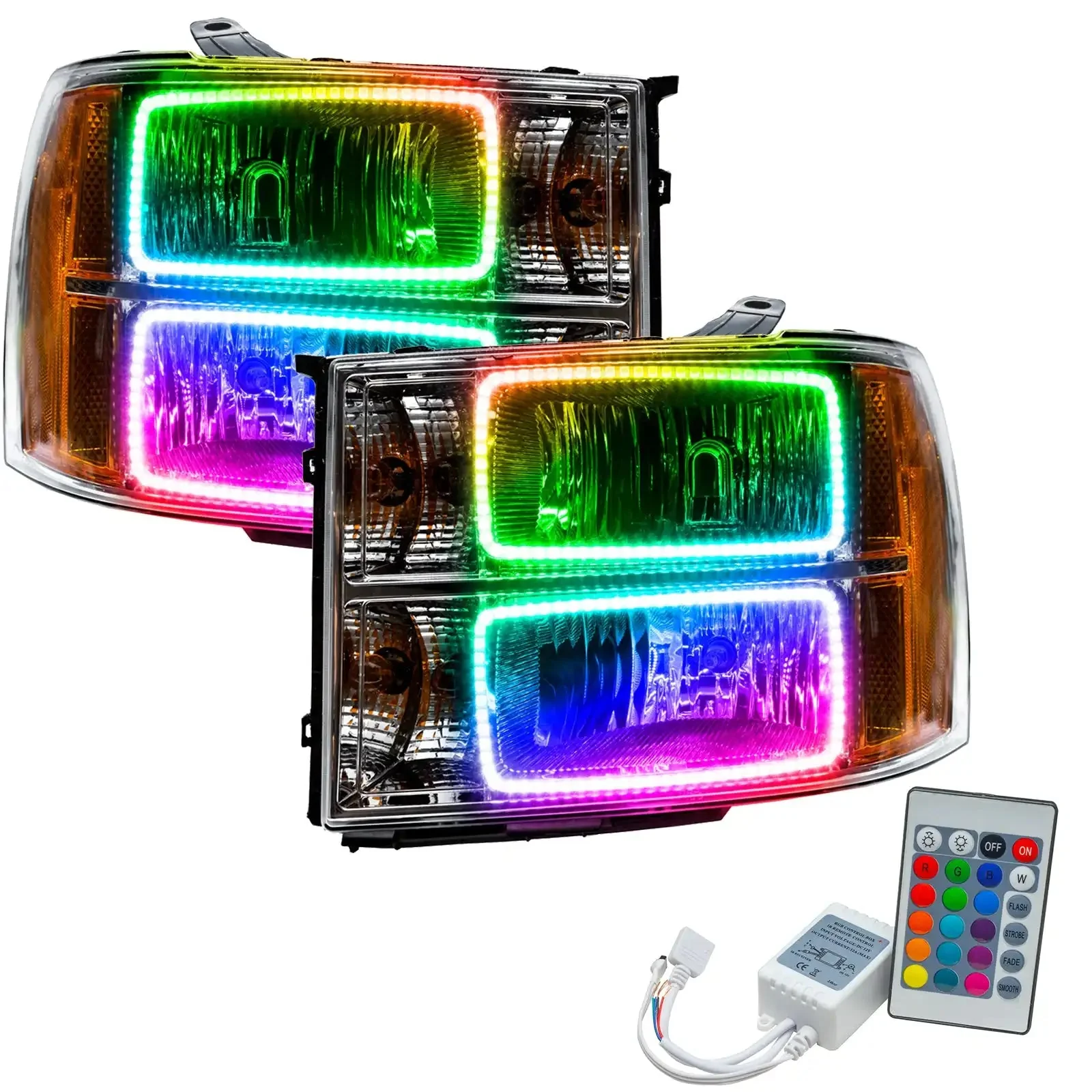 ORACLE Lighting 2007-2013 GMC Sierra Pre-Assembled Halo Headlights - (Square Ring Design) - Image 8