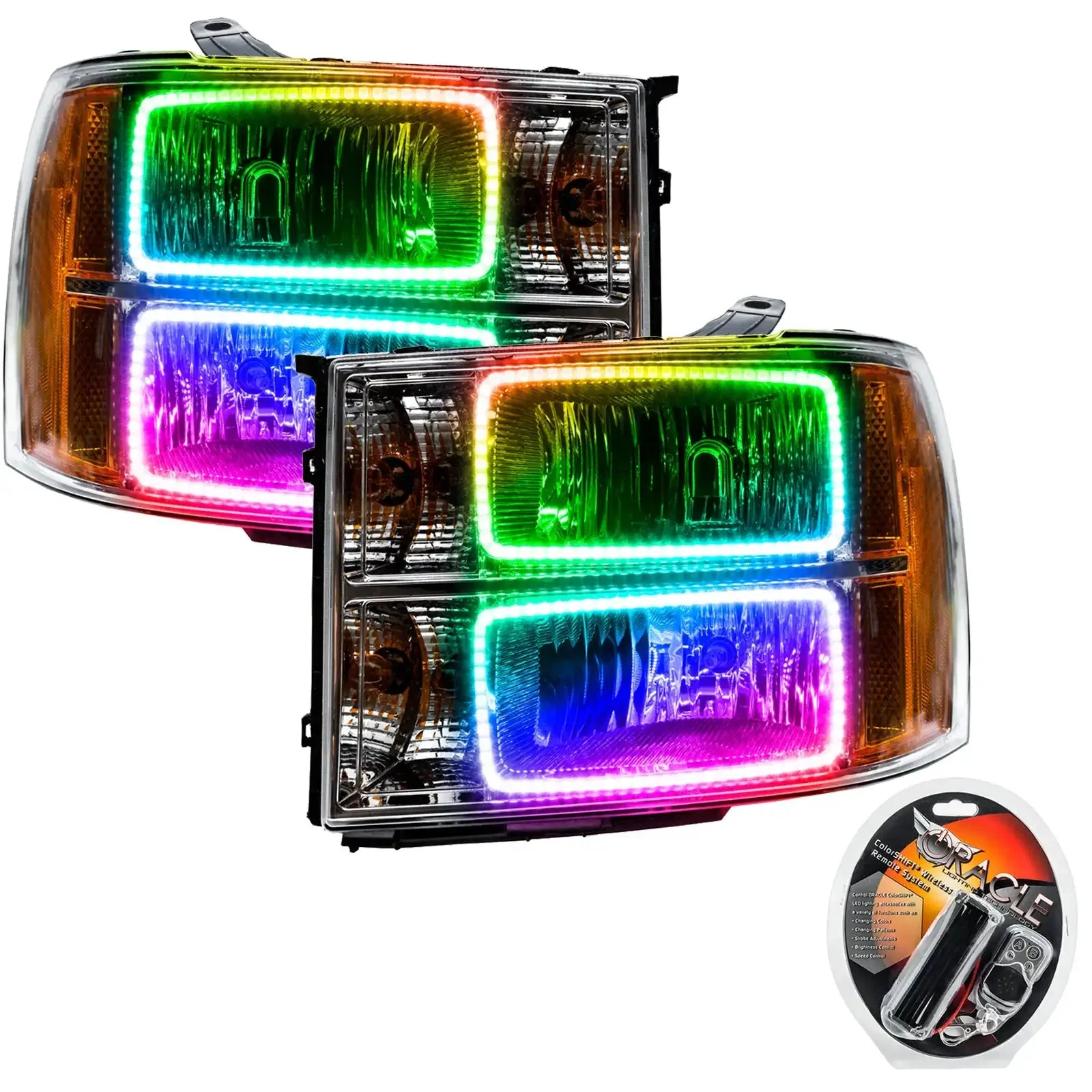 ORACLE Lighting 2007-2013 GMC Sierra Pre-Assembled Halo Headlights - (Square Ring Design) - Image 9
