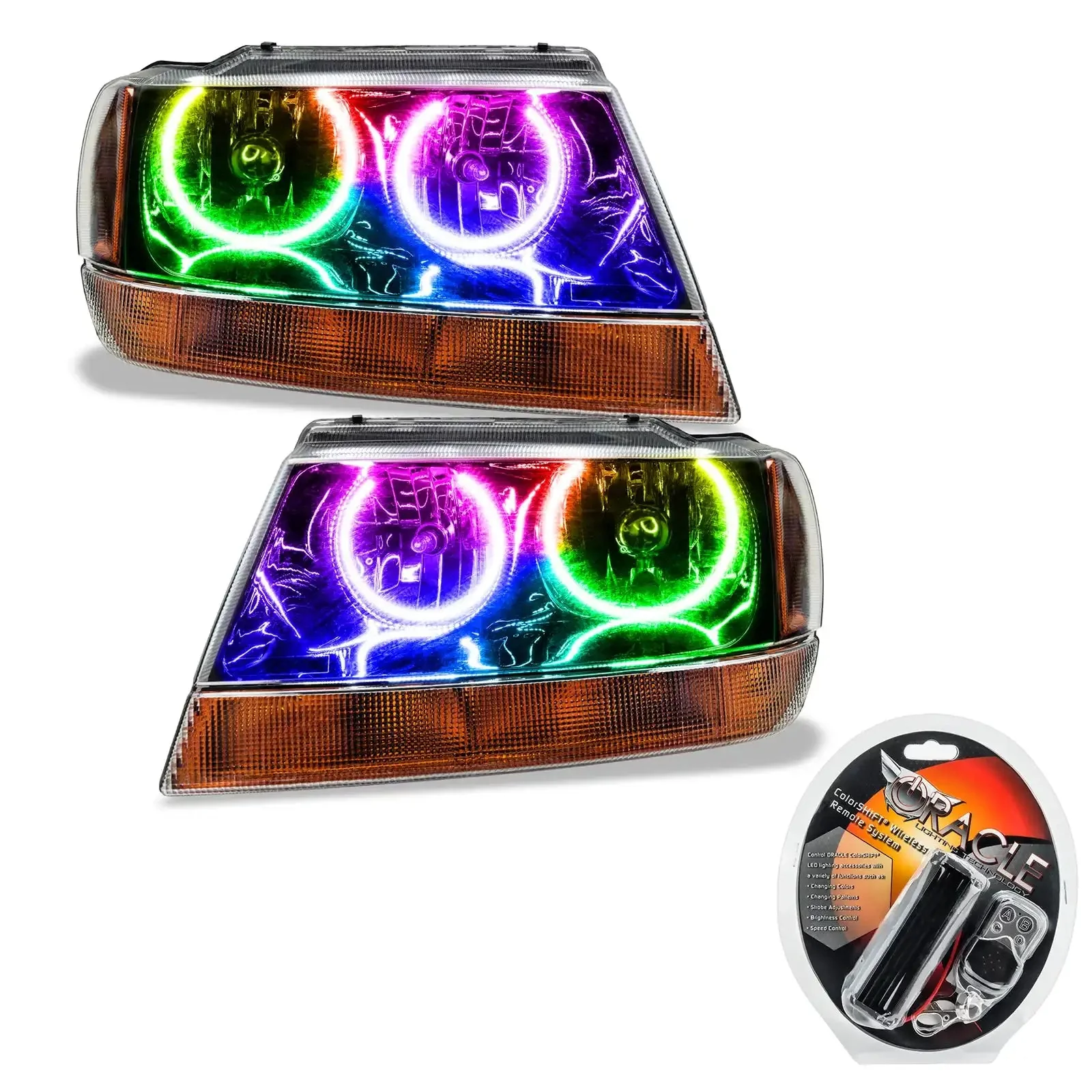 ORACLE Lighting 1999-2004 Jeep Grand Cherokee Pre-Assembled Halo Headlights-Black Housing - Image 5