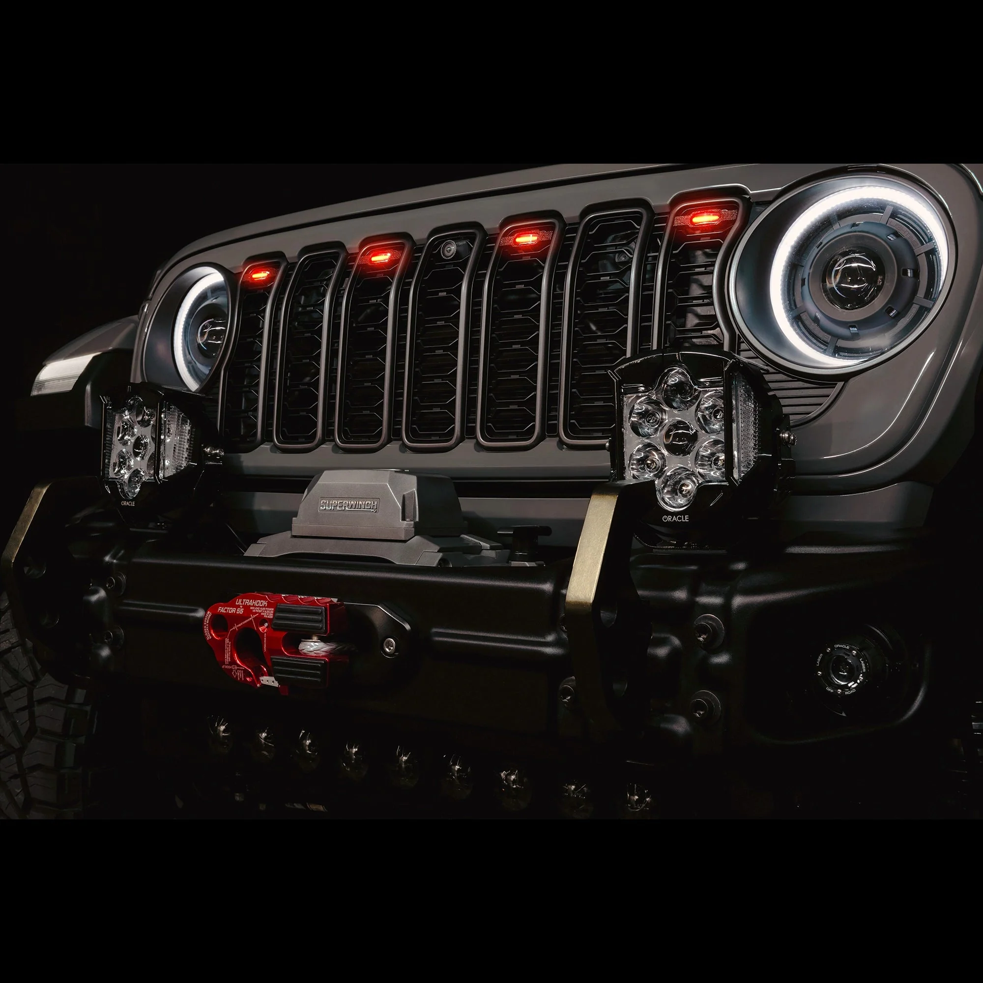 2024+ Jeep Wrangler JL/ Gladiator JT Pre-Runner Style LED Grill Light Kit - Image 3