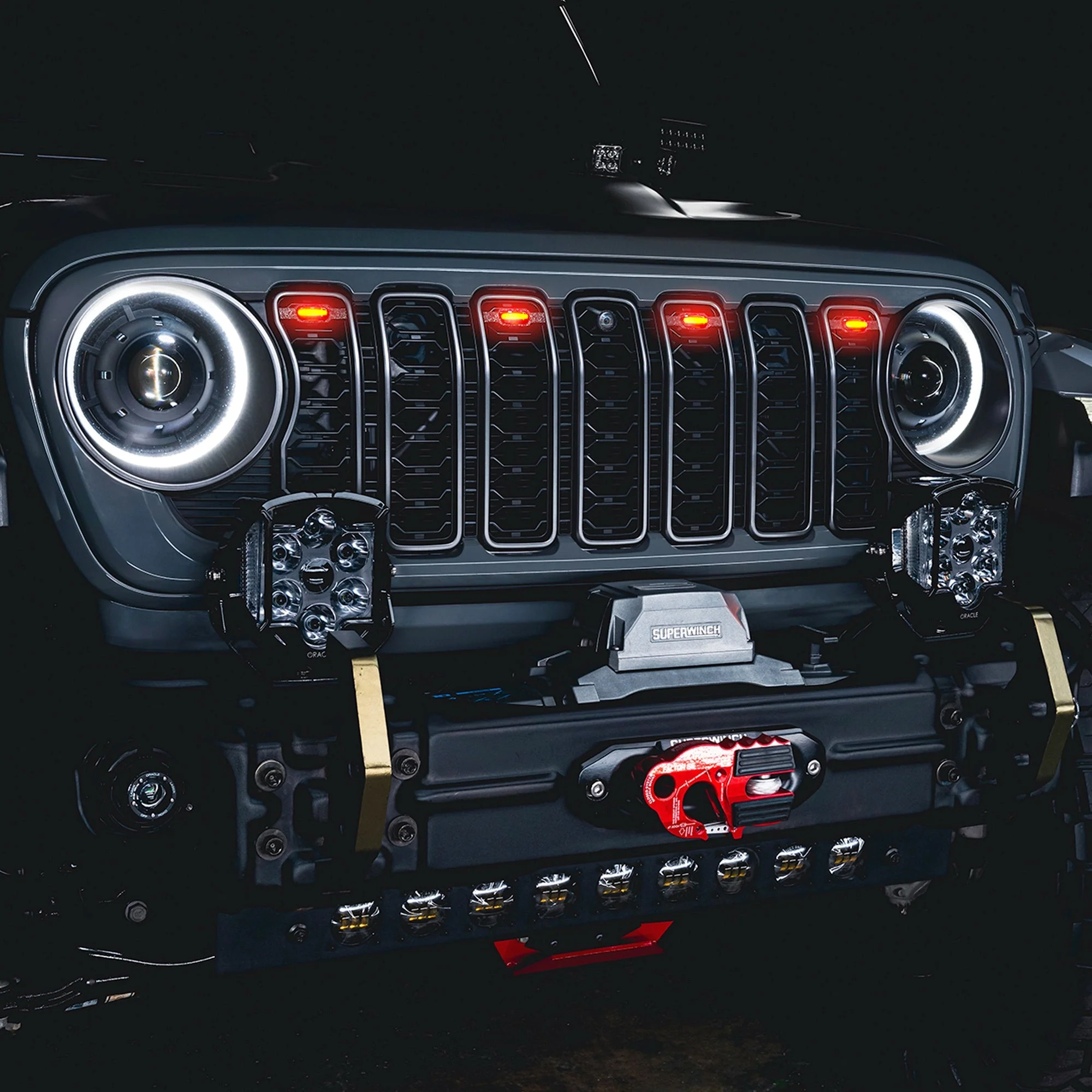 2024+ Jeep Wrangler JL/ Gladiator JT Pre-Runner Style LED Grill Light Kit - Image 4