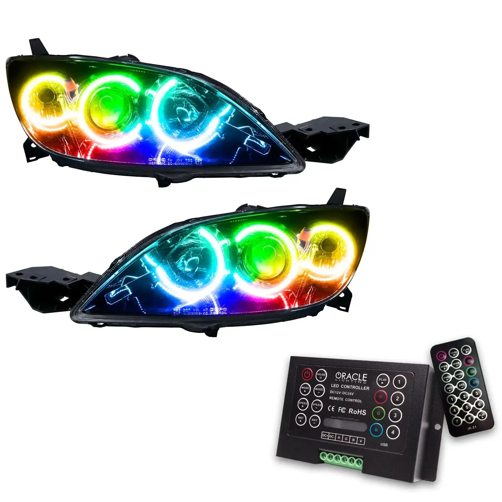 ORACLE Lighting 2004-2009 Mazda 3 Pre-Assembled Halo Headlights - Hatchback/Halogen Style - Image 11
