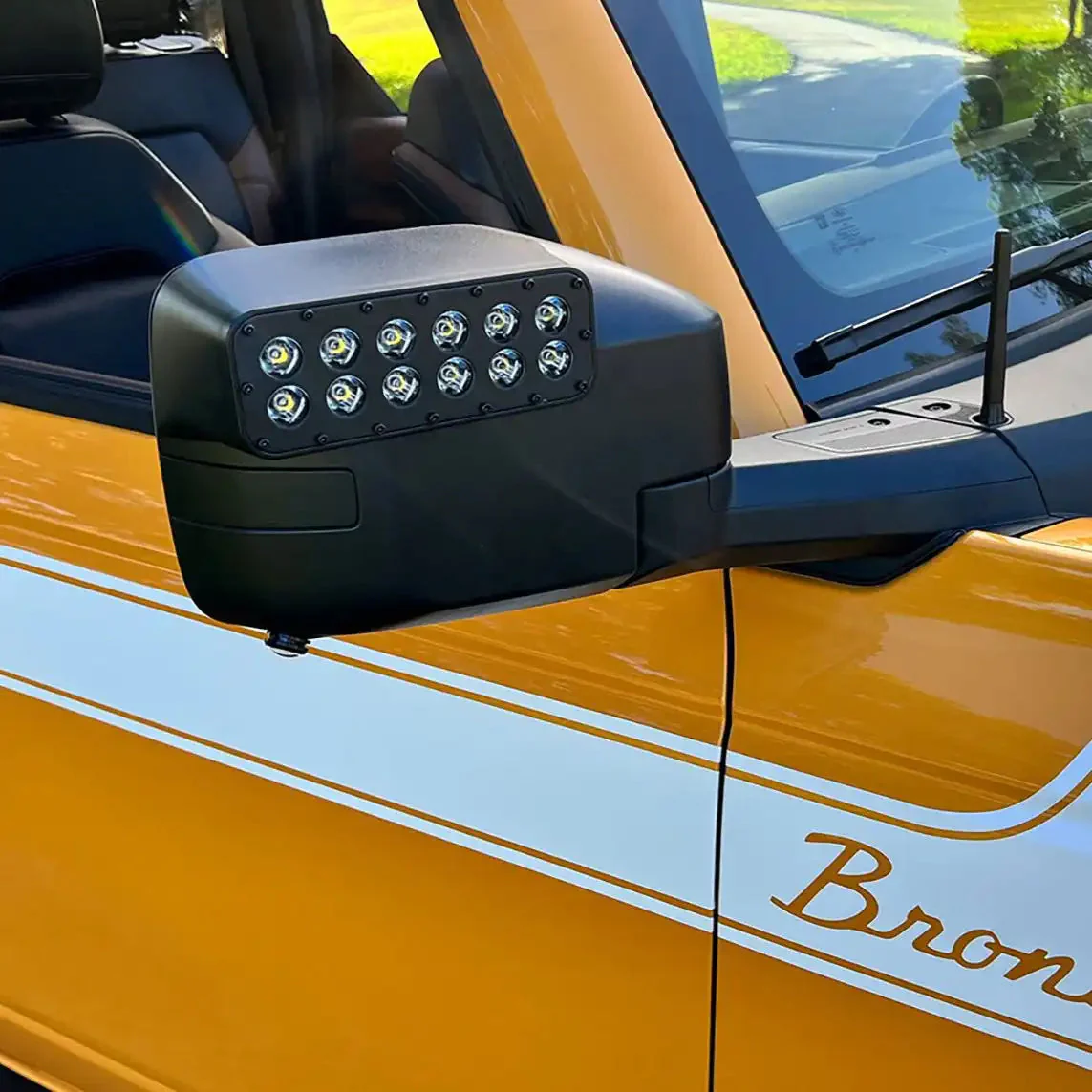 2021-2026 Ford Bronco LED Off-Road Side Mirrors - Peripheral Ditch Lights (2200+ Lumens) - Image 17